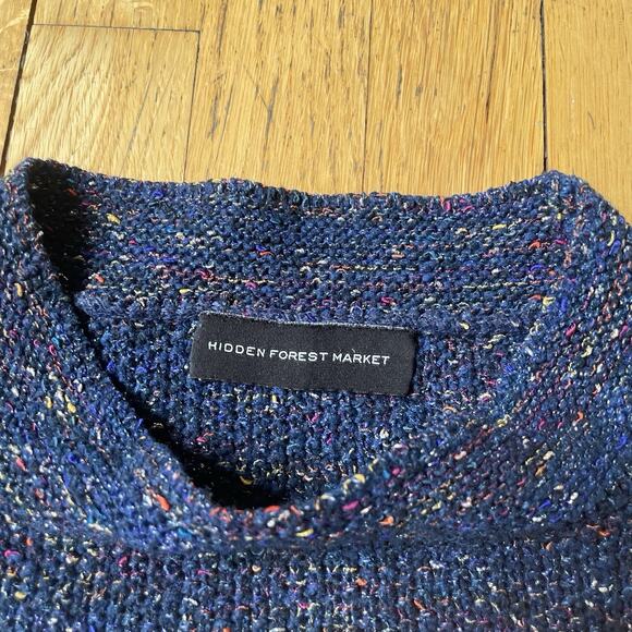 Hidden Forest Market Womens Sweater Sz M Blue Rainbow Metallic Thread Cropped - Picture 3 of 6